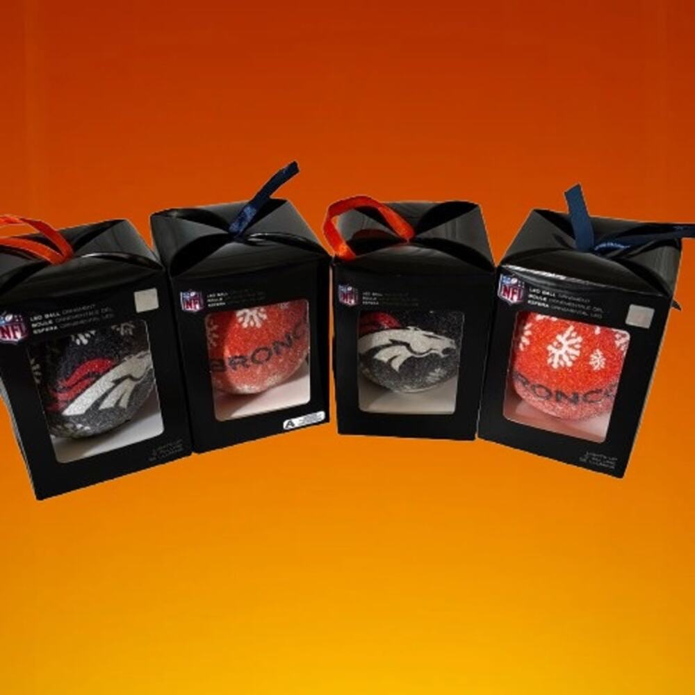 NEW 4-Pack Denver Broncos‎ LED Christmas Ornaments
